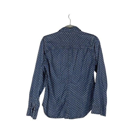Joe Fresh Navy Blue Polka Dot Button-Down Shirt Women’s Small S/P - Picture 4 of 5